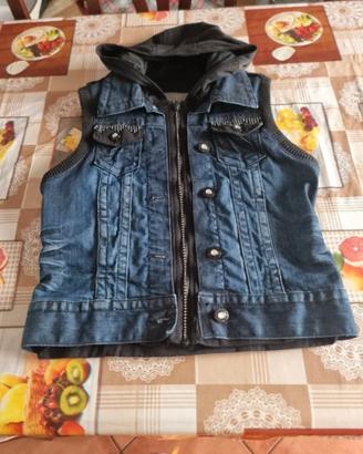 Gilet in jeans con cappuccio donna