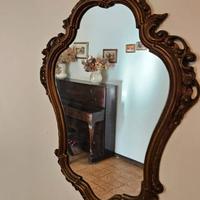 Specchio in legno finitura foglia oro anni '60