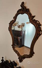 Specchio in legno finitura foglia oro anni '60