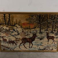 Arazzo in tessuto con cornice cervi in montagna