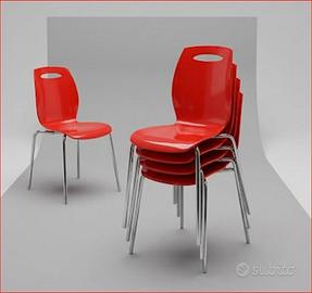 4 Sedie BIP Colico (Art. 1250) Colore Rosso
