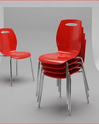 4 Sedie BIP Colico (Art. 1250) Colore Rosso