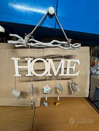 Decorazione da muro in legno e stoffa “HOME”