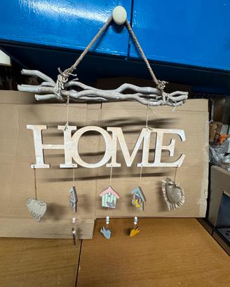 Decorazione da muro in legno e stoffa “HOME”