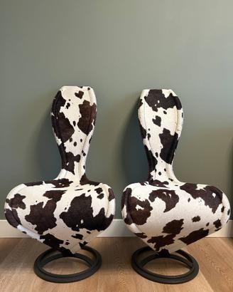 Coppia S-Chair Cappellini by Dixon in cavallino