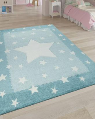 Tappeto bambini, Stelle bianco e celeste 140x200cm