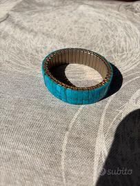 Bracciale argento/oro con turchese