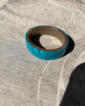 Bracciale argento/oro con turchese
