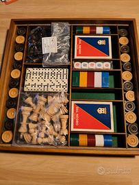 Set giochi scacchi, dama, carte, dadi, fiches