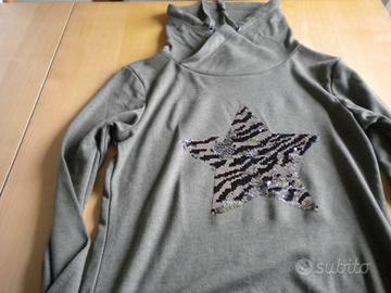 Felpa collo alto donna verde militare s nuova