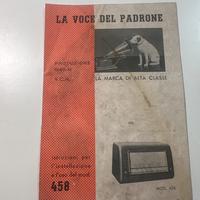 La Voce del Padrone 1940–41 Manuale Radio Mod. 458