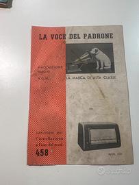 La Voce del Padrone 1940–41 Manuale Radio Mod. 458