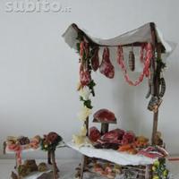 Minuteria in cera per presepe banco da macellaio