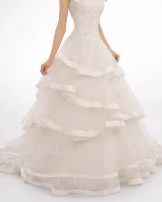 Spendido Abito da Sposa Principesco-Tulle a Balze