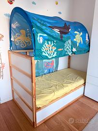 Letto Ikea Kura 90 x 200 con tenda gioco