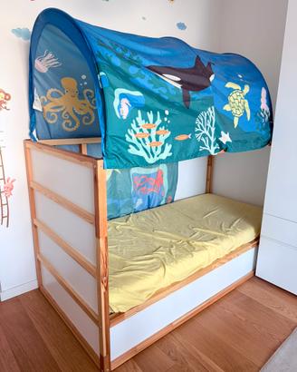 Letto Ikea Kura 90 x 200 con tenda gioco