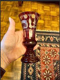 ARTICOLOraro:"EPOQUE"pregiatoVASOvetroSOFFIATOcris