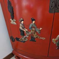 Mobile cinese angolare laccato rosso