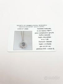Collana oro 18KT zaffiro ct 1.20 diamanti ct 0.95