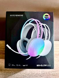Mars Gaming MH-GLOW Bianco, Cuffia Full Chroma RGB