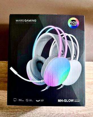 Mars Gaming MH-GLOW Bianco, Cuffia Full Chroma RGB