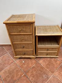 Coppia di comodini di vimini