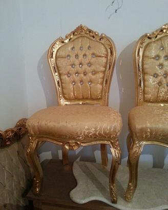 sedie in foglia oro rivestimento in tessuto