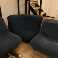 Salotto poltrone modernariato in velluto