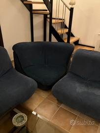 Salotto poltrone modernariato in velluto