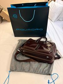 Piquadro borsa di pelle blu square