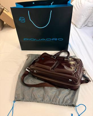 Piquadro borsa di pelle blu square