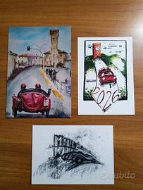 Tris Cartoline 1000 Miglia 2026 + Francobollo ENI