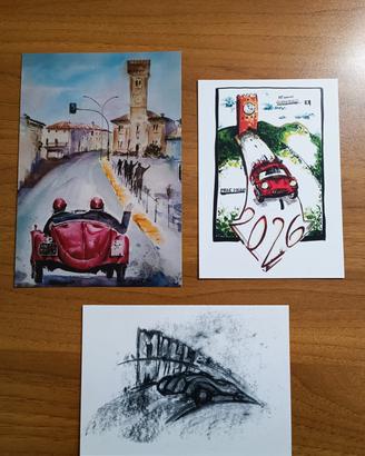 Tris Cartoline 1000 Miglia 2026 + Francobollo ENI