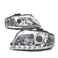 FARI AUDI A3 8P 03-08 LUCE DIURNA A LED FONDO CROM