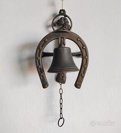 Campana vintage da ingresso stile equestre ottone