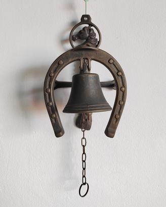 Campana vintage da ingresso stile equestre ottone