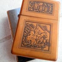 Zippo RARO oro Don Chisciotte, Sancho Panza e muli