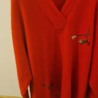 Maglione donna rosso in lana e angora