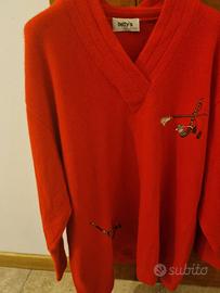 Maglione donna rosso in lana e angora
