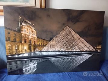Quadro vintage su tela, piramide Louvre cm 90 x 60