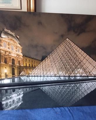 Quadro vintage su tela, piramide Louvre cm 90 x 60