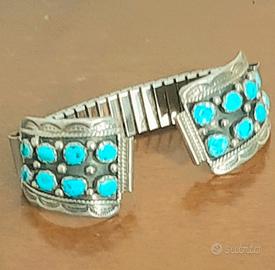 bracciale argento turchese uomo navajo orologio