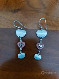 orecchini Thun pendenti con cuore rosa