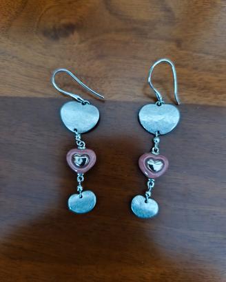 orecchini Thun pendenti con cuore rosa