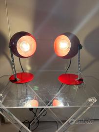 coppia Lampade anni 70 eye ball metallo smaltato