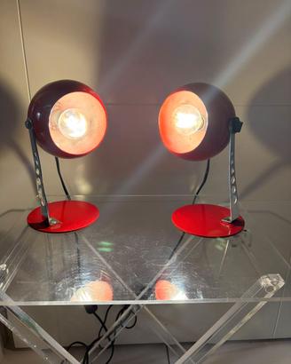 coppia Lampade anni 70 eye ball metallo smaltato
