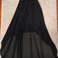 Abito lungo nero con paillettes