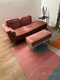 Divano Chaise Longue Velluto Rosa