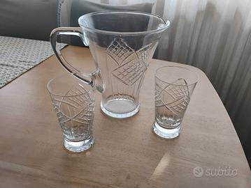 caraffa in vetro + 6 bicchieti