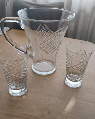 caraffa in vetro + 6 bicchieti